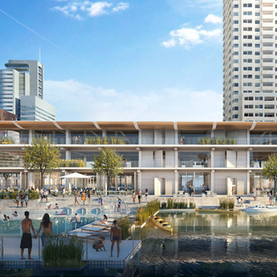 Een duurzaam, drijvend, houten kantoor in de haven van Rotterdam